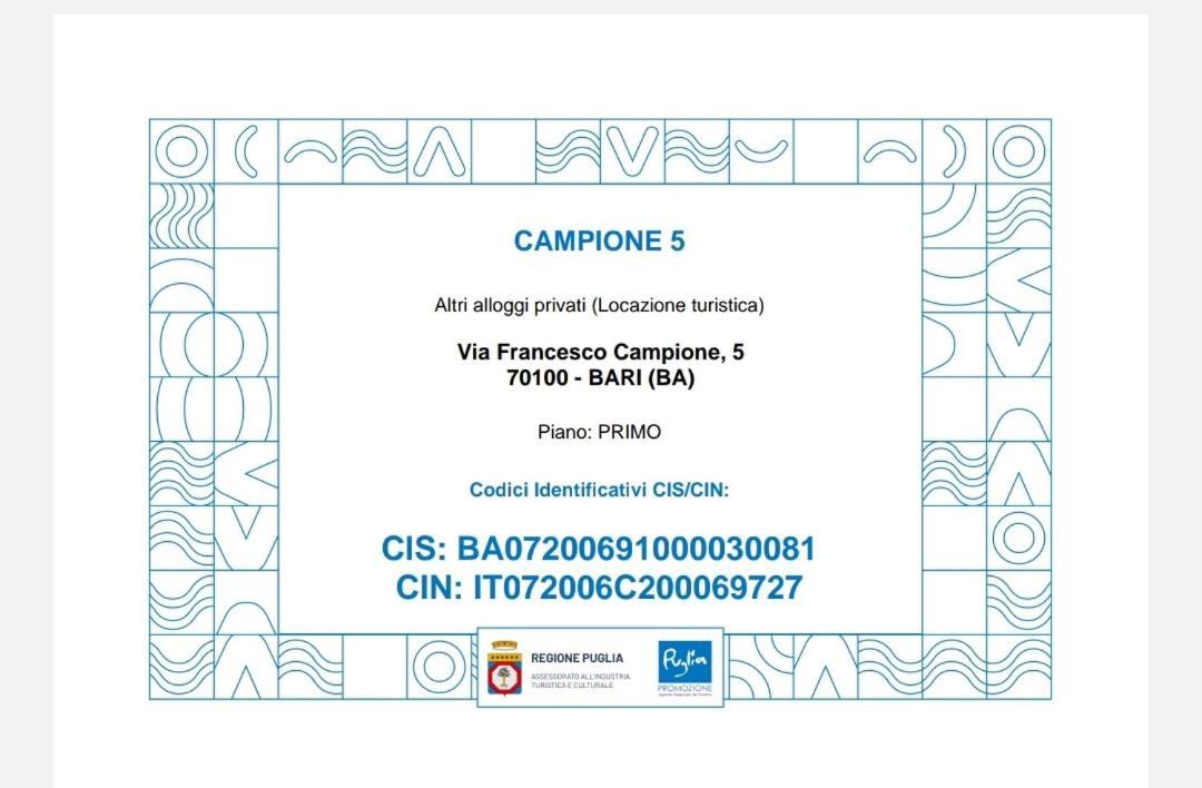 Campione 5 Apartment Bari Bagian luar foto